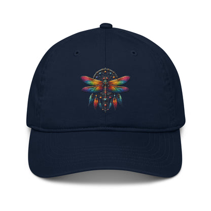 Cap – Libelle Design Fly Free | Chill mit Stil New Age Warrior Edition Bio Baumwolle in der Farbe Dunkelblau 