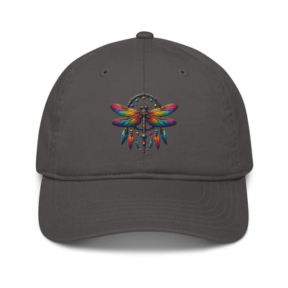 Cap – Libelle Design Fly Free | Chill mit Stil New Age Warrior Edition Bio Baumwolle in der farbe dunkelgrau 