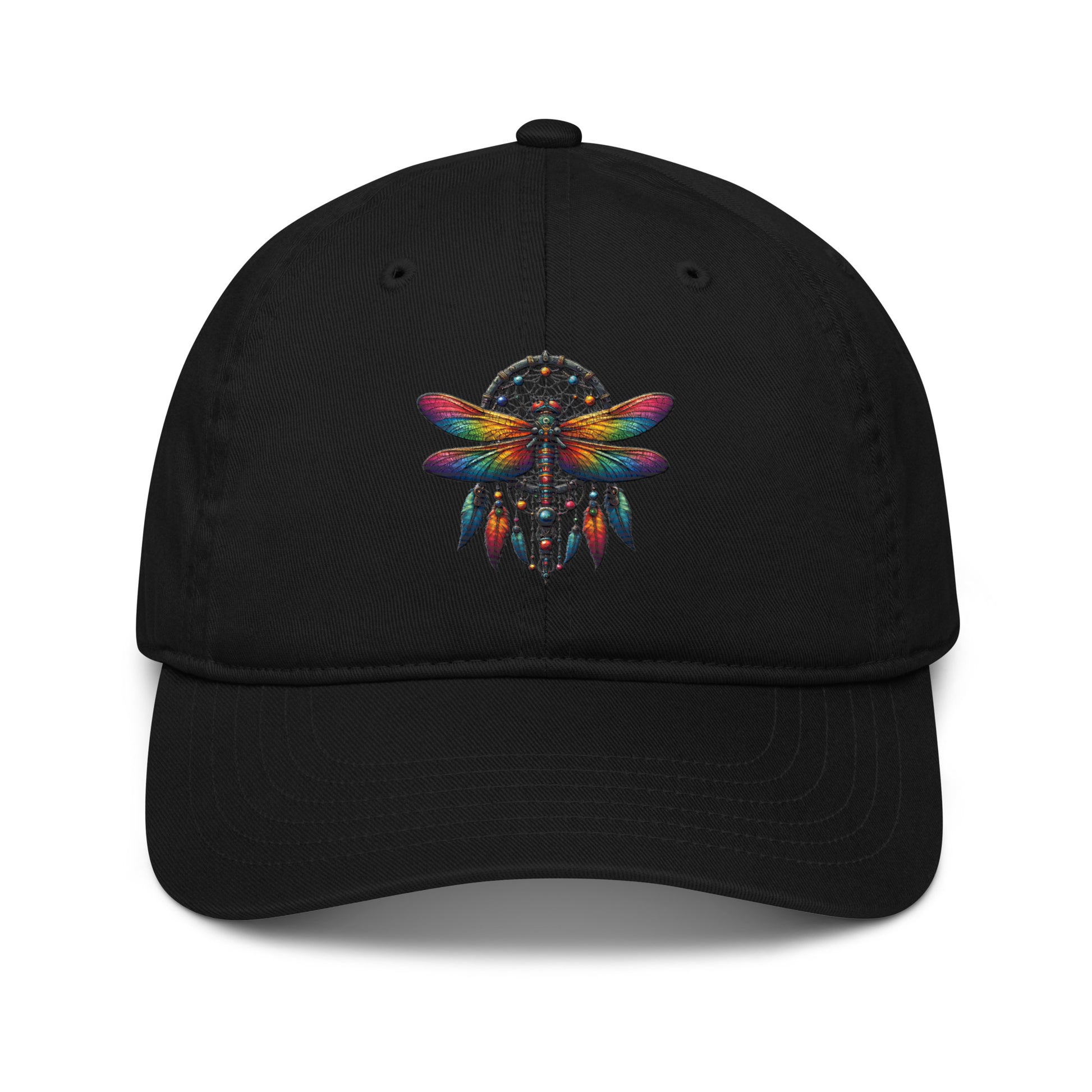 Cap – Libelle Design Fly Free | Chill mit Stil New Age Warrior Edition Bio Baumwolle in der Farbe schwarz - bestickt 