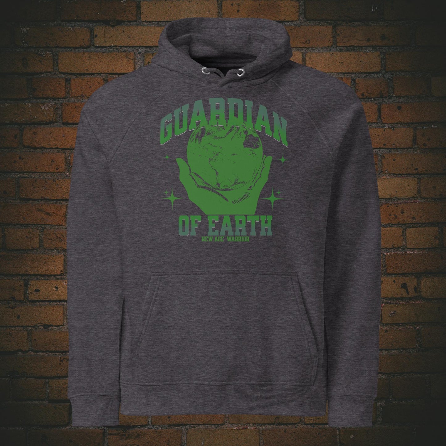 Guardian of Earth Hoodie – Druck auf Unisex Bio Baumwolle in der Farbe dunkelgrau | New Age Warrior