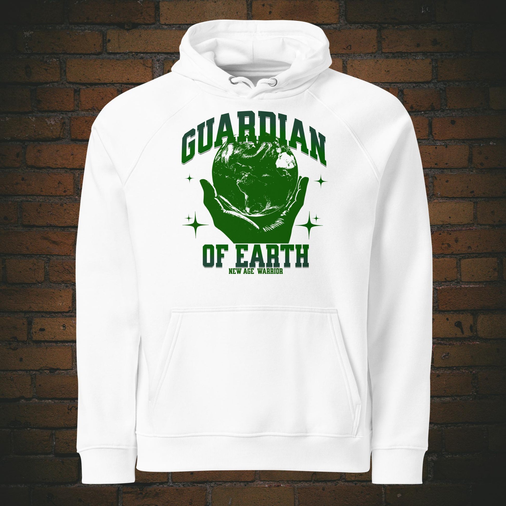 Guardian of Earth Hoodie – Druck auf Unisex Bio Baumwolle in der Farbe weiss | New Age Warrior