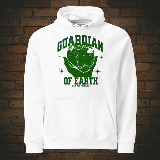 Guardian of Earth Hoodie – Druck auf Unisex Bio Baumwolle in der Farbe weiss | New Age Warrior