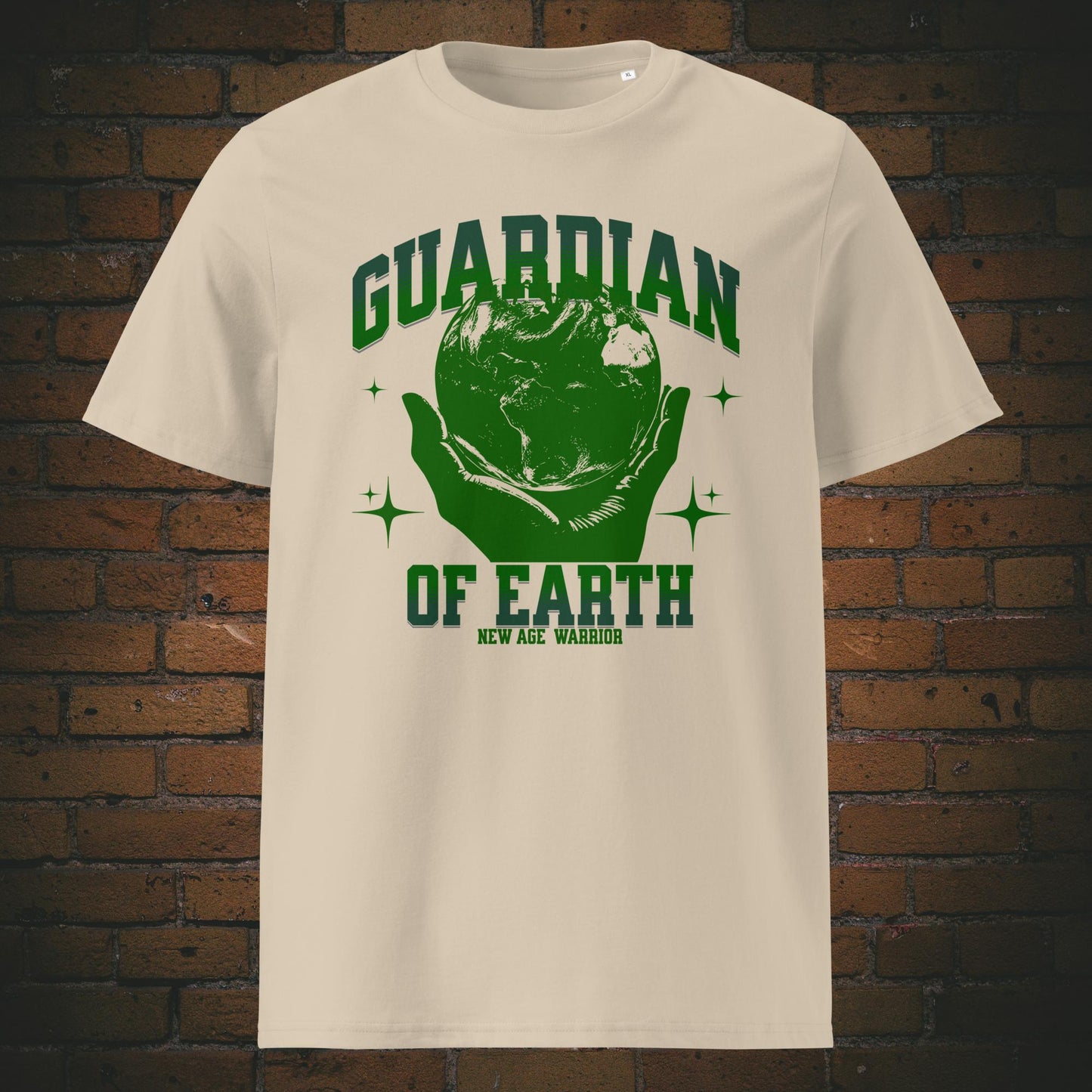Guardian of Earth T-Shirt – Druck auf Unisex Bio Baumwolle in der Farbe Sand | New Age Warrior 