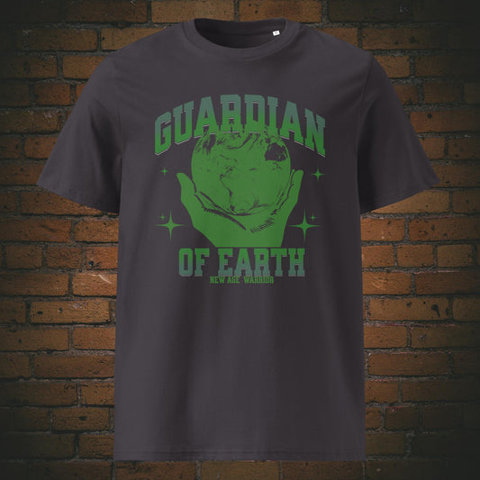 Guardian of Earth T-Shirt – Druck auf Unisex Bio Baumwolle in der Farbe anthrazit | New Age Warrior