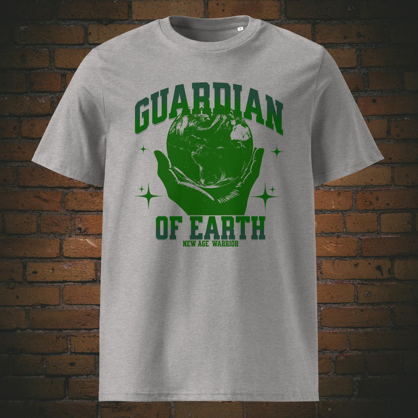 Guardian of Earth T-Shirt – Druck auf Unisex Bio Baumwolle in der Farbe hellgrau | New Age Warrior