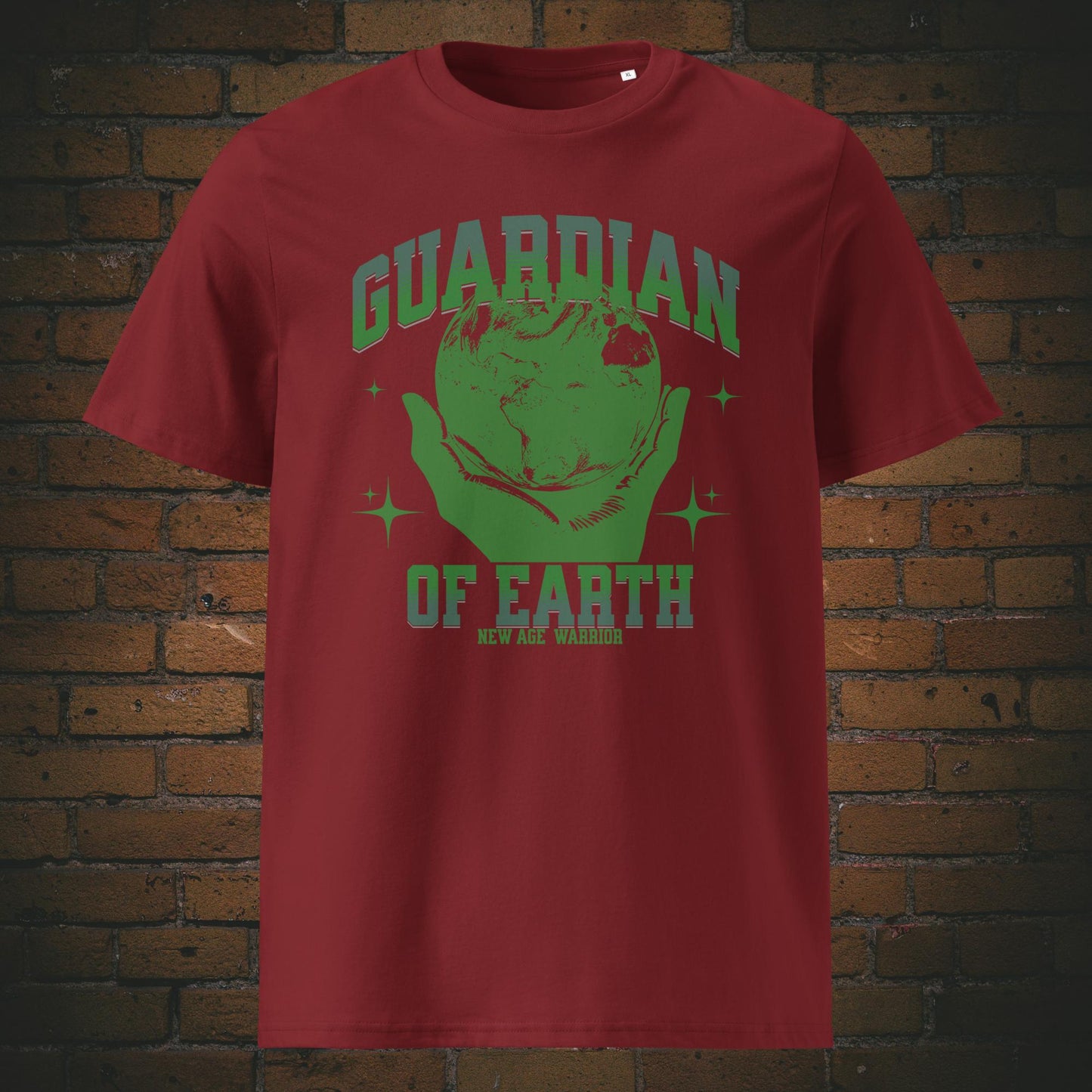 Guardian of Earth T-Shirt – Druck auf Unisex Bio Baumwolle in der Farbe weinrot | New Age Warrior