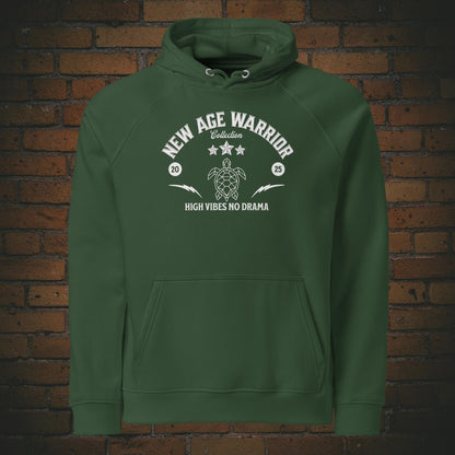 Hoodie Unisex mit Spruch – Tiger Design My Instinct | Bio Baumwolle New Age Warrior Frontprint auf grün