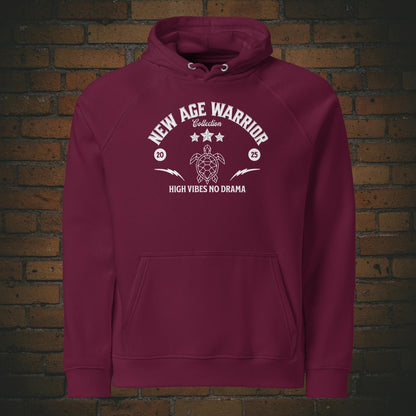Hoodie Unisex mit Spruch – Tiger Design My Instinct | Bio Baumwolle New Age Warrior Frontprint auf weinroter Farbe