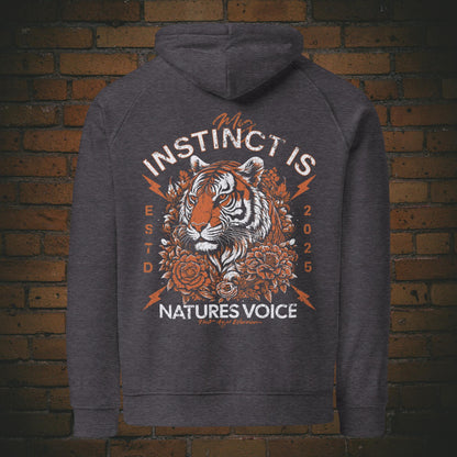 Hoodie Unisex mit Spruch – Tiger Design My Instinct | Bio Baumwolle in der Farbe dunkelgrau aus der New Age Warrior Warrior Kollektion