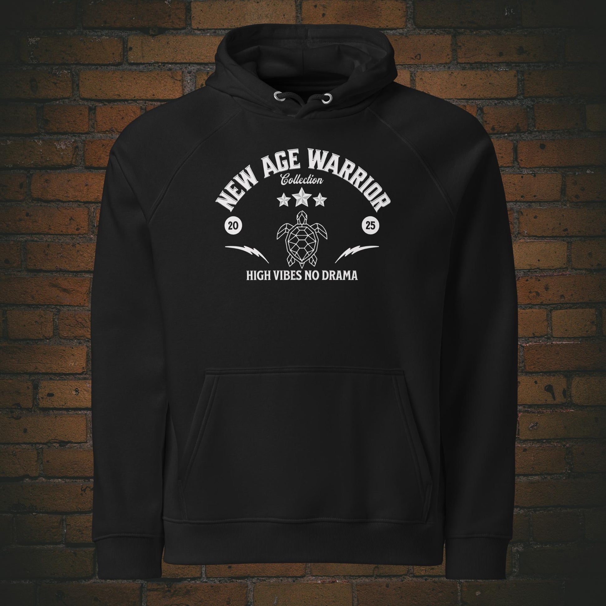 Hoodie Unisex mit Spruch – Tiger Design My Instinct | Bio Baumwolle schwarz Frontprint New Age Warrior
