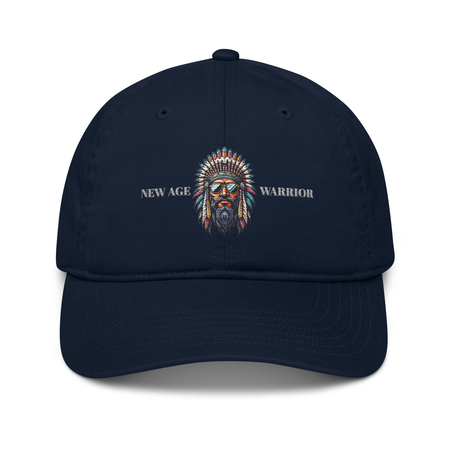 New Age Warrior Cap – Chief of Peace Indianer Design | Bio Baumwolle Unisex in der Farbe dunkelblau 