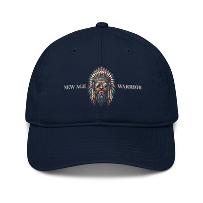 New Age Warrior Cap – Chief of Peace Indianer Design | Bio Baumwolle Unisex in der Farbe dunkelblau 