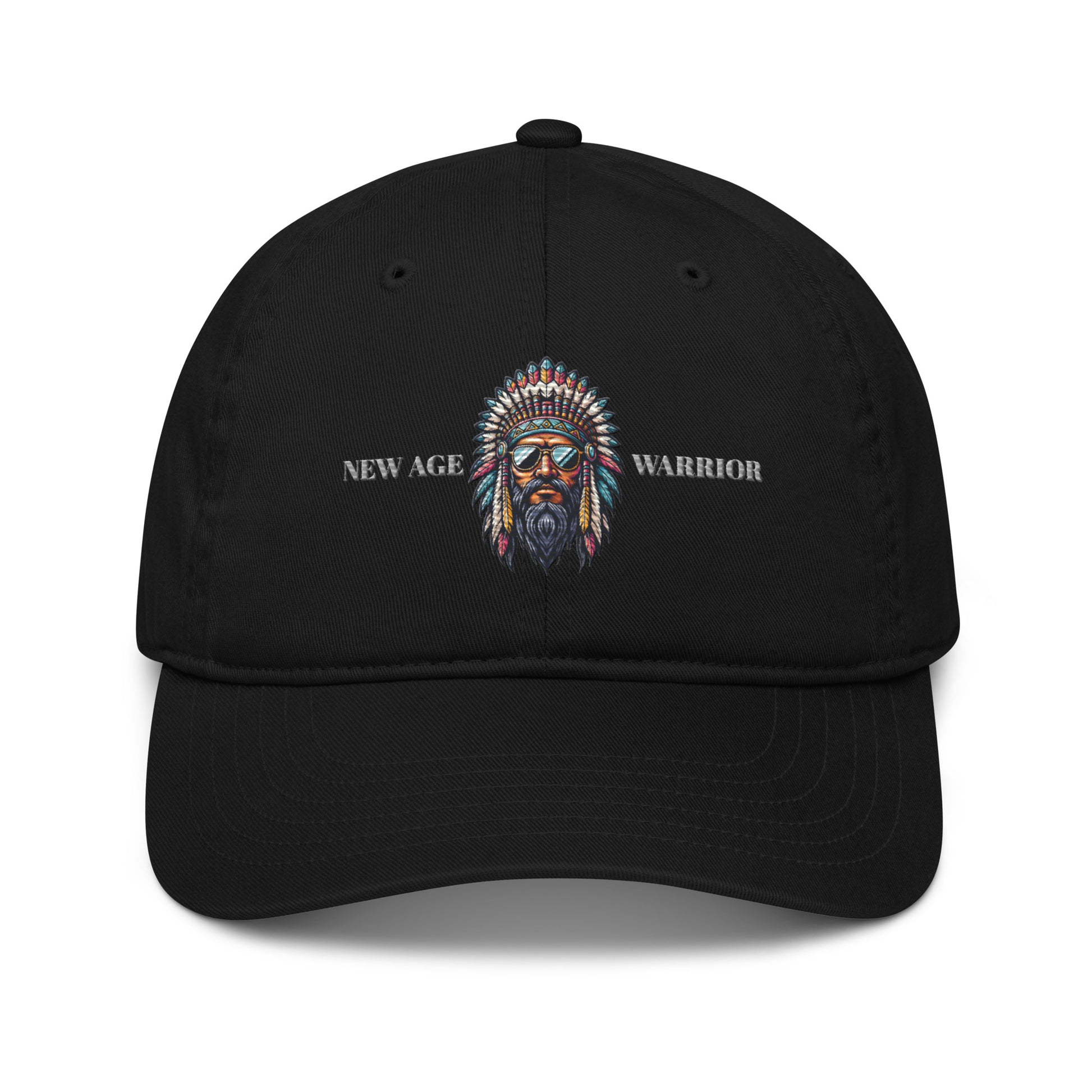 New Age Warrior Cap – Chief of Peace Indianer Design | Bio Baumwolle Unisex in der Farbe schwarz