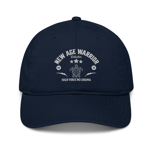 New Age Warrior Cap – High Vibes, No Drama | Chill mit Stil Bestickte Bio Baumwolle in der Farbe blau