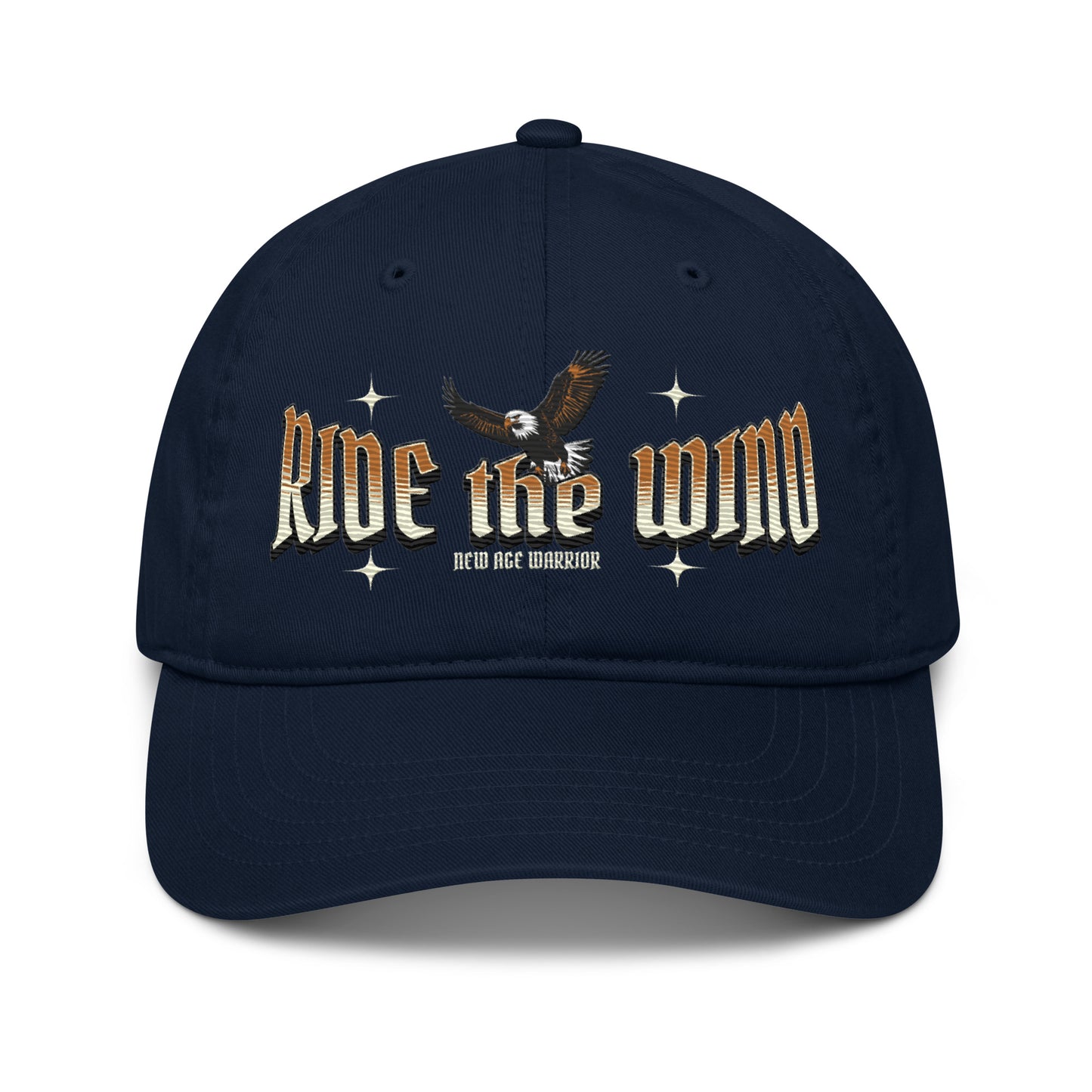 New Age Warrior Cap – Ride the Wind Adler Design | Bio Baumwolle in der Farbe dunkelblau bestickt