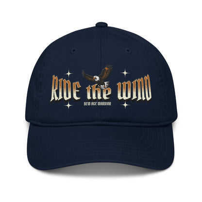 New Age Warrior Cap – Ride the Wind Adler Design | Bio Baumwolle in der Farbe dunkelblau bestickt