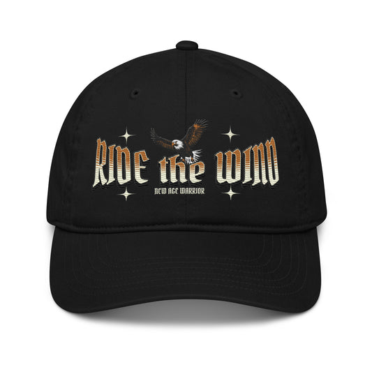 New Age Warrior Cap – Ride the Wind Adler Design | Bio Baumwolle in der Farbe schwarz bestickt