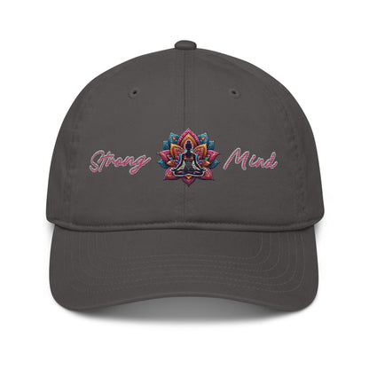 New Age Warrior Cap – Strong Mind Lotus Design Stick auf Bio Baumwolle in der Farbe dunkelgrau  