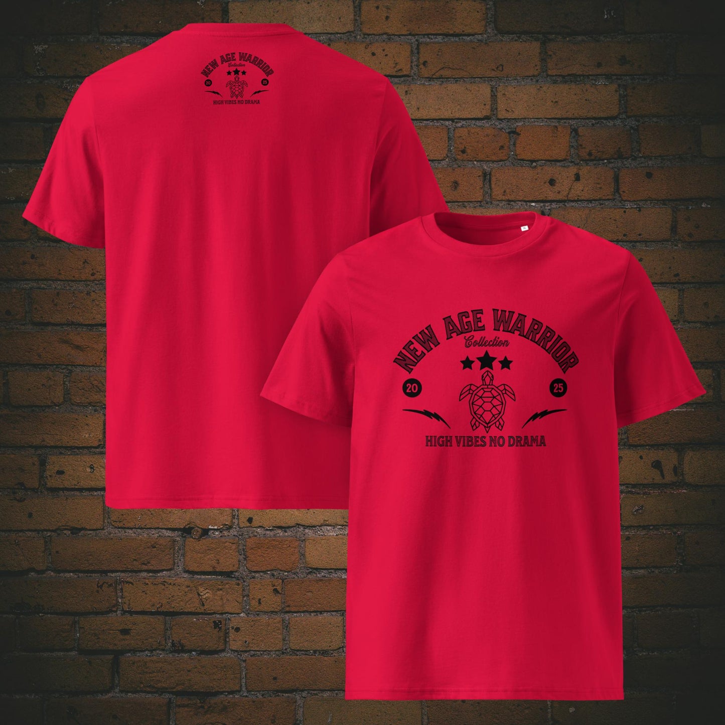 New Age Warrior T-Shirt Unisex – Druck auf Bio Baumwolle Farbe rot