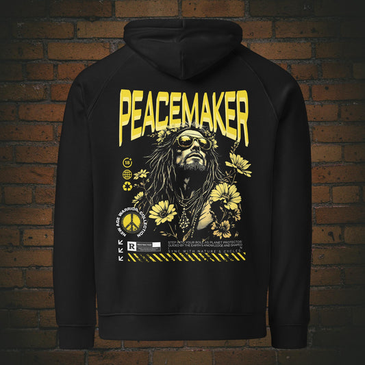 Hoodie mit Design und Spruch in Gelb – Earth Guardian | New Age Warrior Kollektion Unisex Bio - Druck auf schwarz