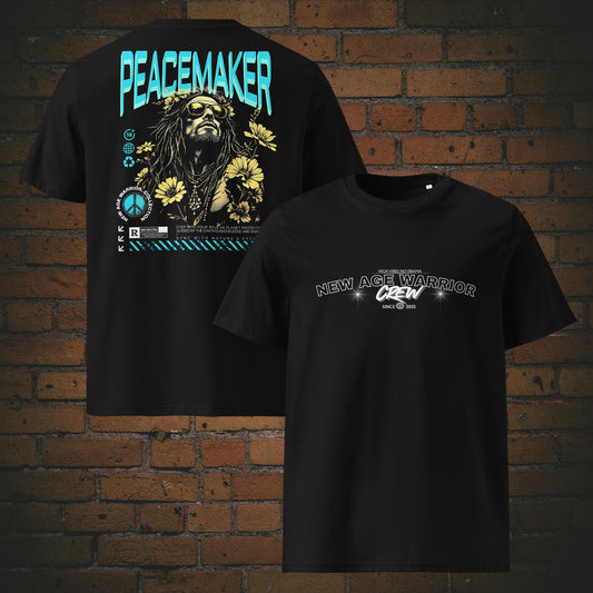 Peacemaker T-Shirt Spruch Hellblau – Earth Guardian | New Age Warrior Unisex Bio-T-Shirt in schwarz
