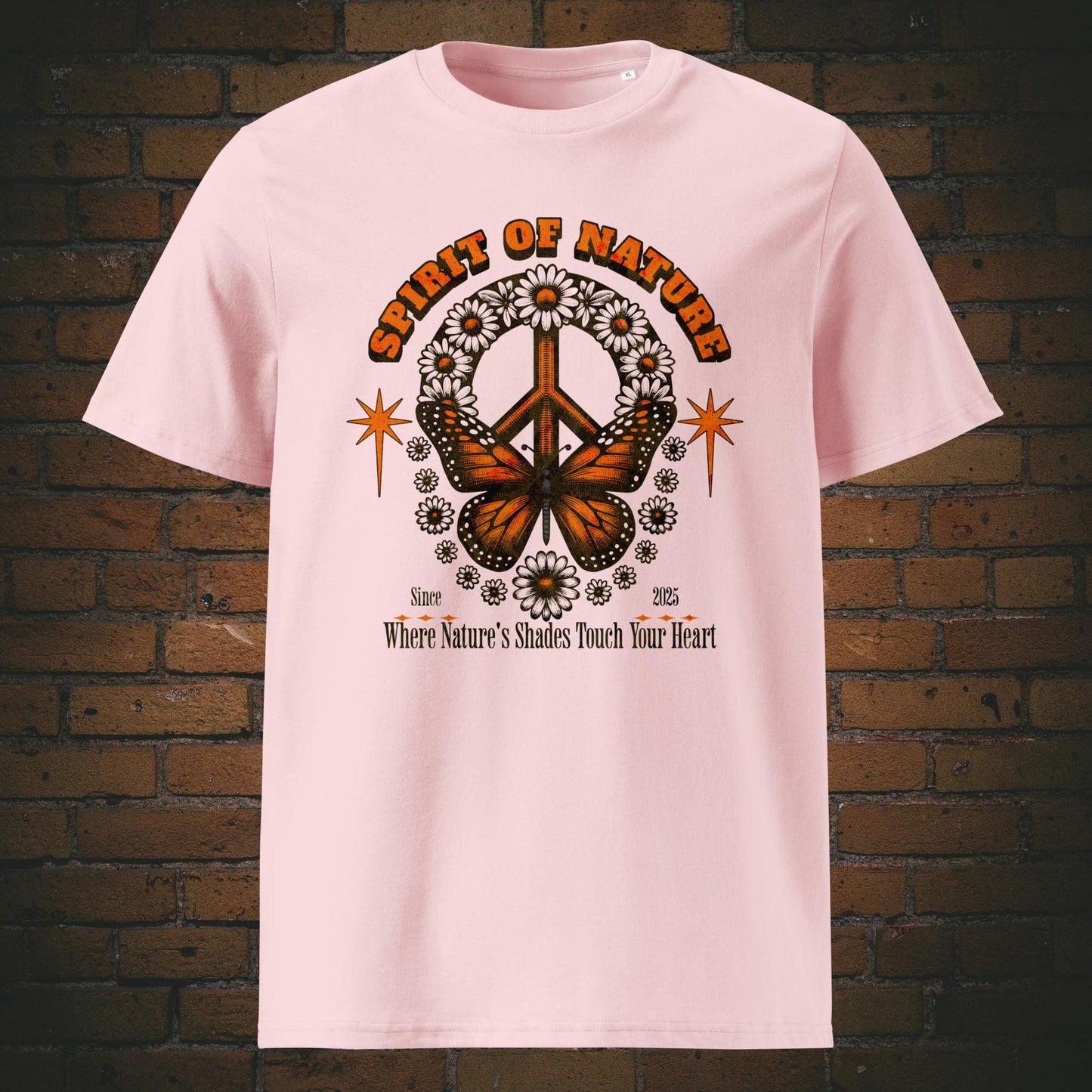 Spirit of Nature T-Shirt – Spirituelles Hippie Design Unisex | Bio Baumwolle in der Farbe rosa